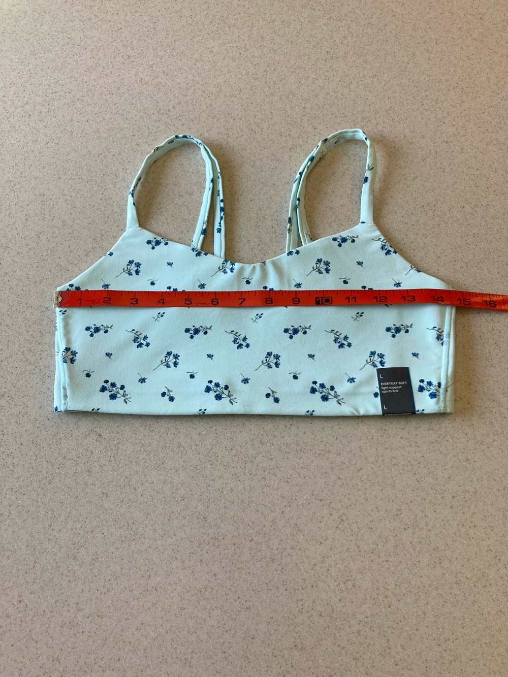 All In Motion Mint Green Floral Double-Strap Support Bra/Crop Top Women Size L - Picture 9 of 11
